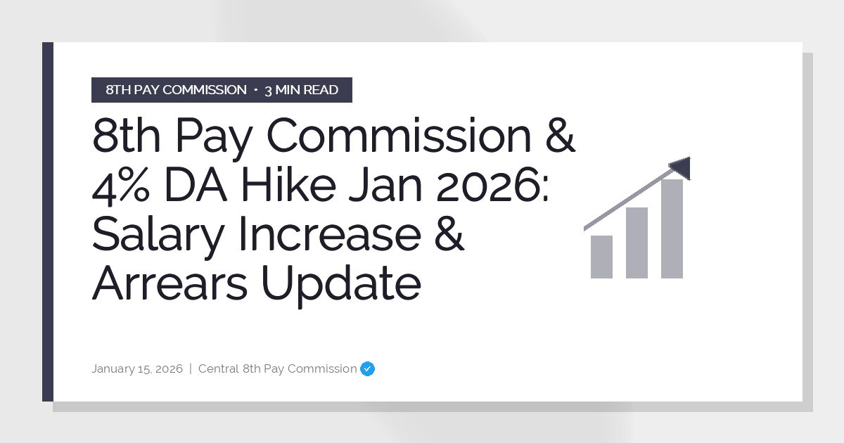 8th Pay Commission & 4% DA Hike Jan 2026: Salary Increase & Arrears Update