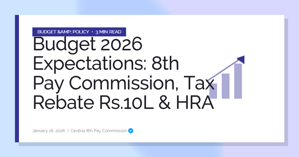 Budget 2026 Expectations: 8th Pay Commission, Tax Rebate Rs.10L & HRA