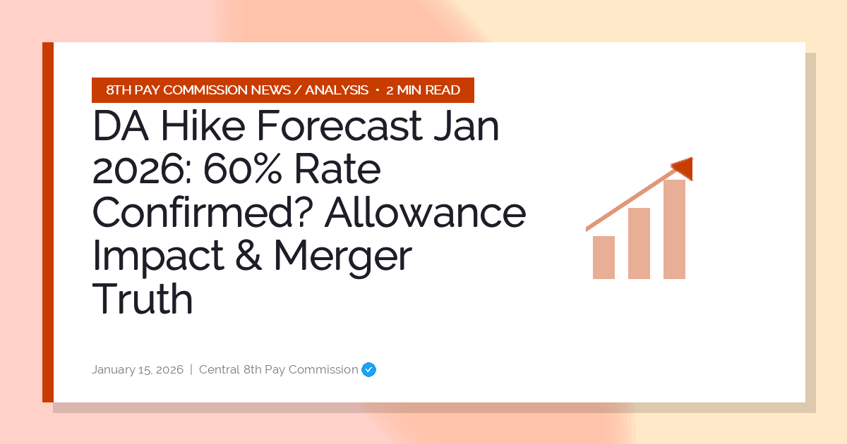 DA Hike Forecast Jan 2026: 60% Rate Confirmed? Allowance Impact & Merger Truth