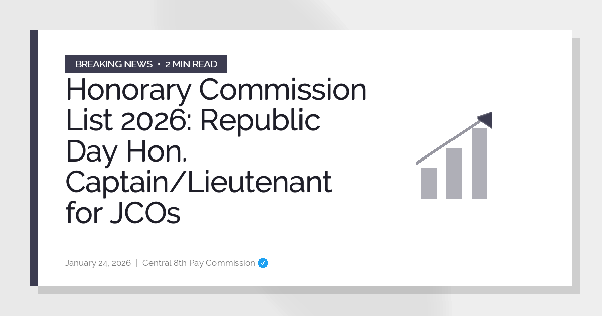 Honorary Commission List 2026: Republic Day Hon. Captain/Lieutenant for JCOs