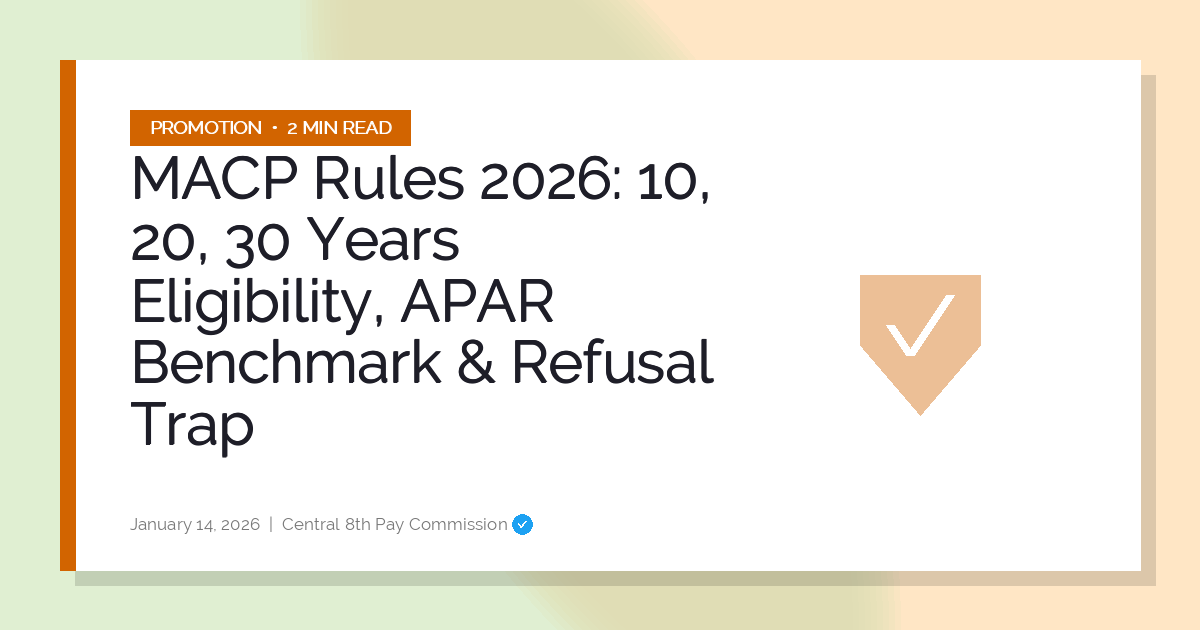 MACP Rules 2026: 10, 20, 30 Years Eligibility, APAR Benchmark & Refusal Trap