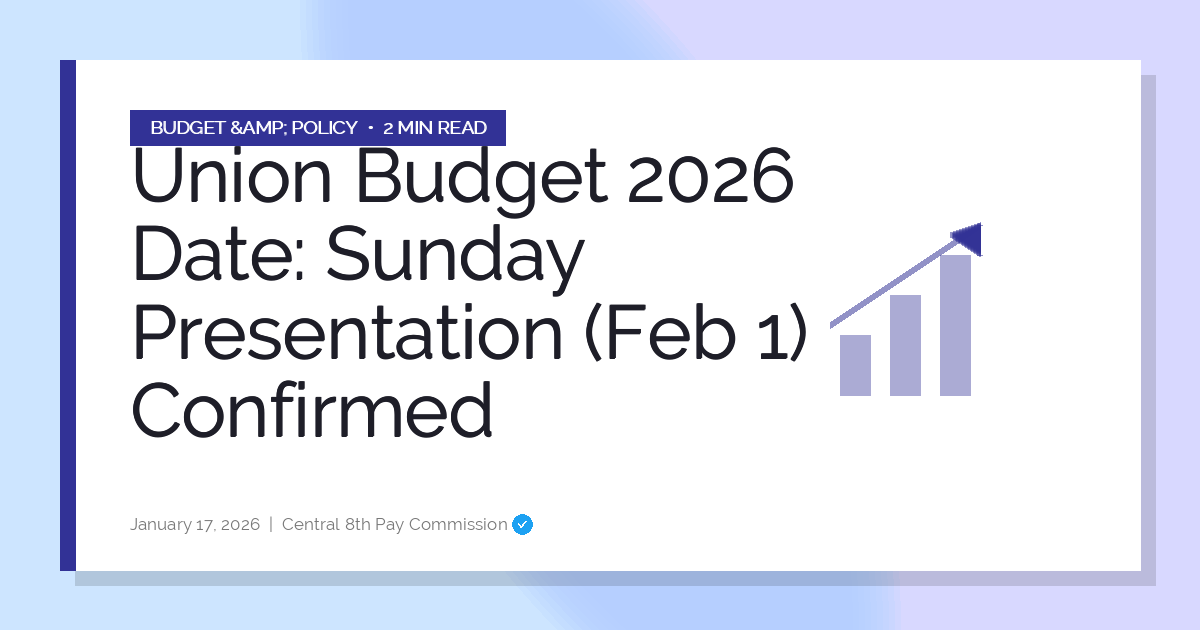 Union Budget 2026 Date: Sunday Presentation (Feb 1) Confirmed