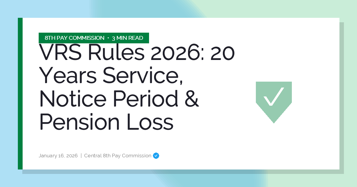 VRS Rules 2026: 20 Years Service, Notice Period & Pension Loss