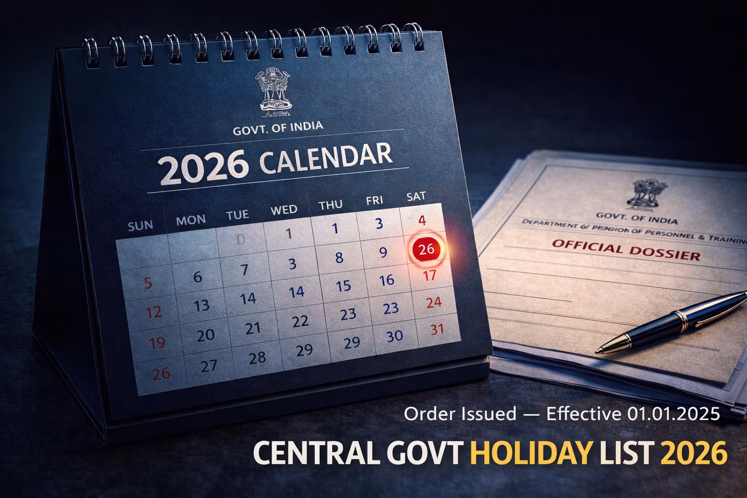 DoPT Holiday List 2026 Out: Check 17 Gazetted Dates & Restricted Holiday Rules