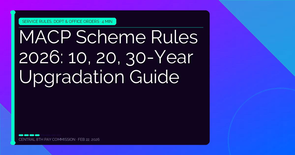 MACP Scheme Rules 2026: 10, 20, 30-Year Upgradation Guide